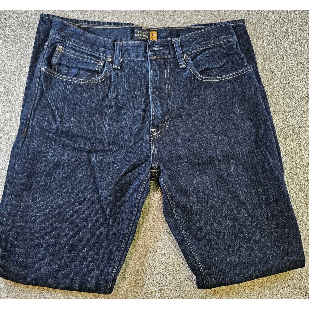 J.Crew‎ Men's Slim Straight Jeans Dark Blue Denim 30x32 Cotton